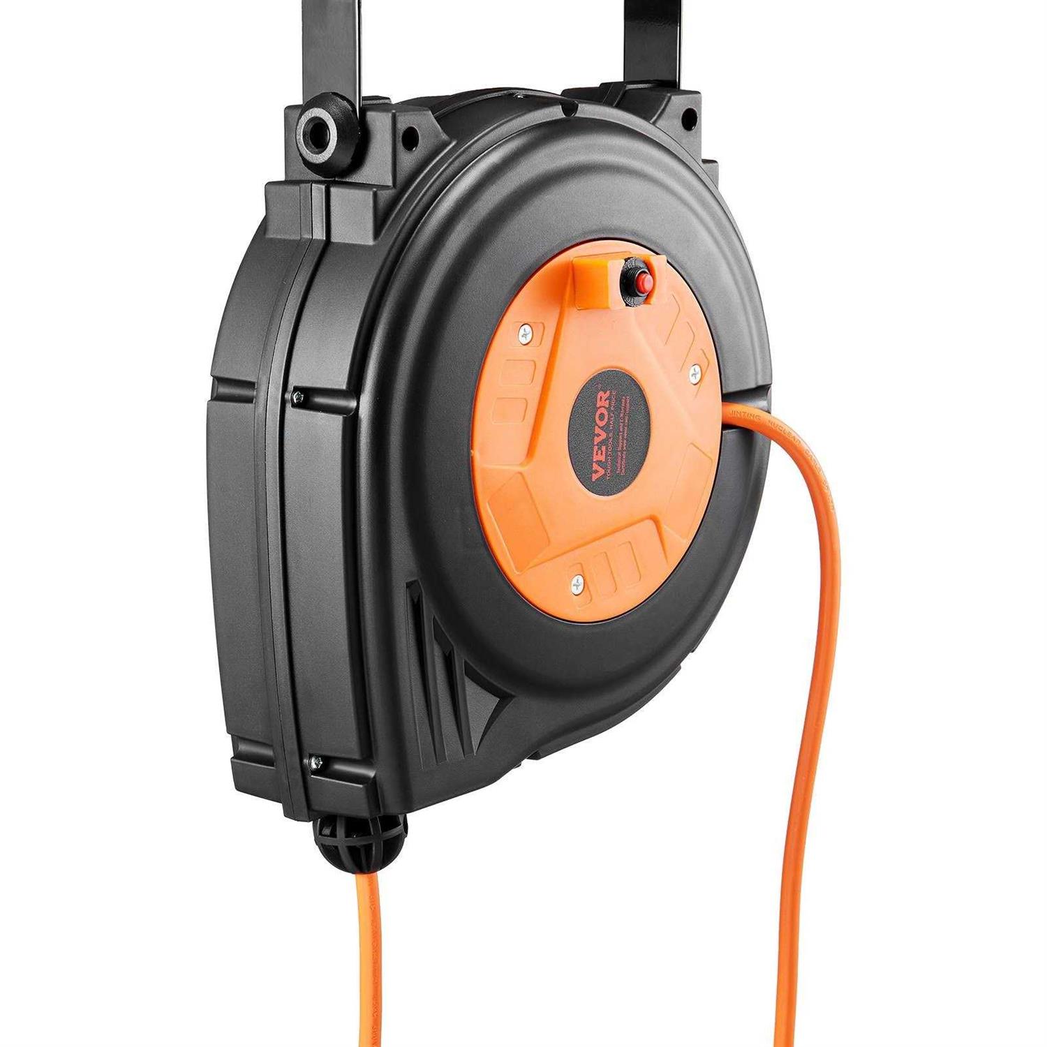VEVOR Retractable Air Hose Reel 3/8 IN x 50 FT Hybrid Air Hose Max 300PSI - Zenithce