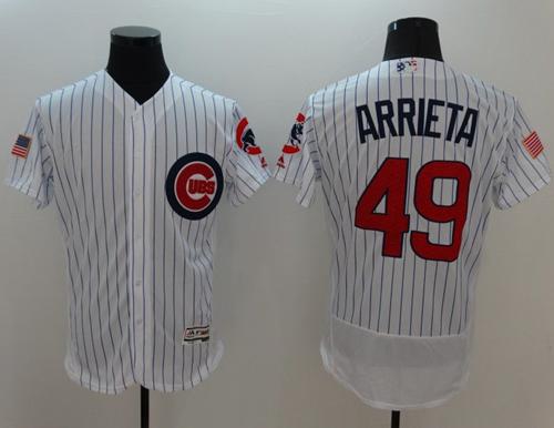 Cubs #49 Jake Arrieta White Fashion Stars Stripes Flexbase Authentic Stitched Jersey - Zenithce