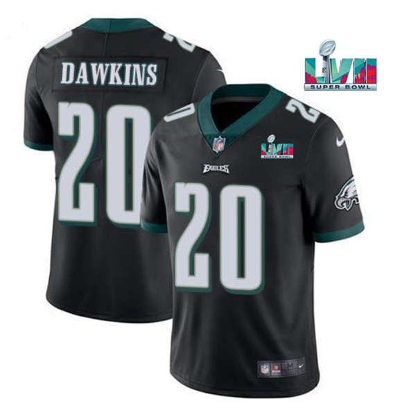Philadelphia Eagles #20 Brian Dawkins Black Super Bowl LVII Patch Vapor Untouchable Limited Stitched Jersey - Zenithce