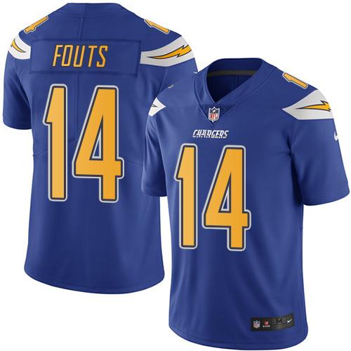 Chargers #14 Dan Fouts Electric Blue Stitched Limited Rush Nike Jersey - Zenithce