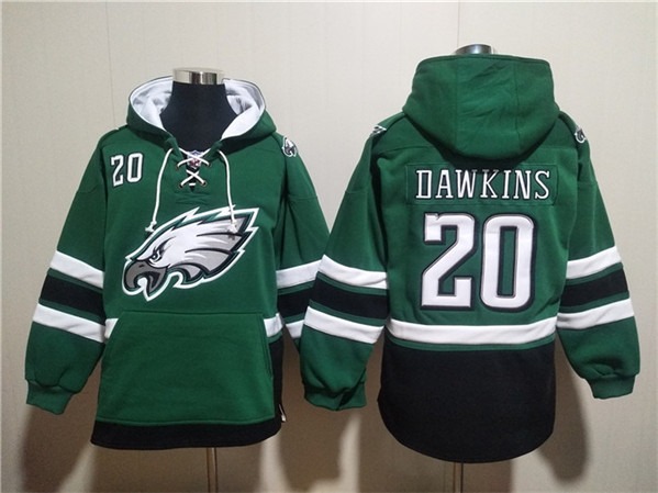 Philadelphia Eagles #20 Brian Dawkins Green Ageless Must-Have Lace-Up Pullover Hoodie - Zenithce