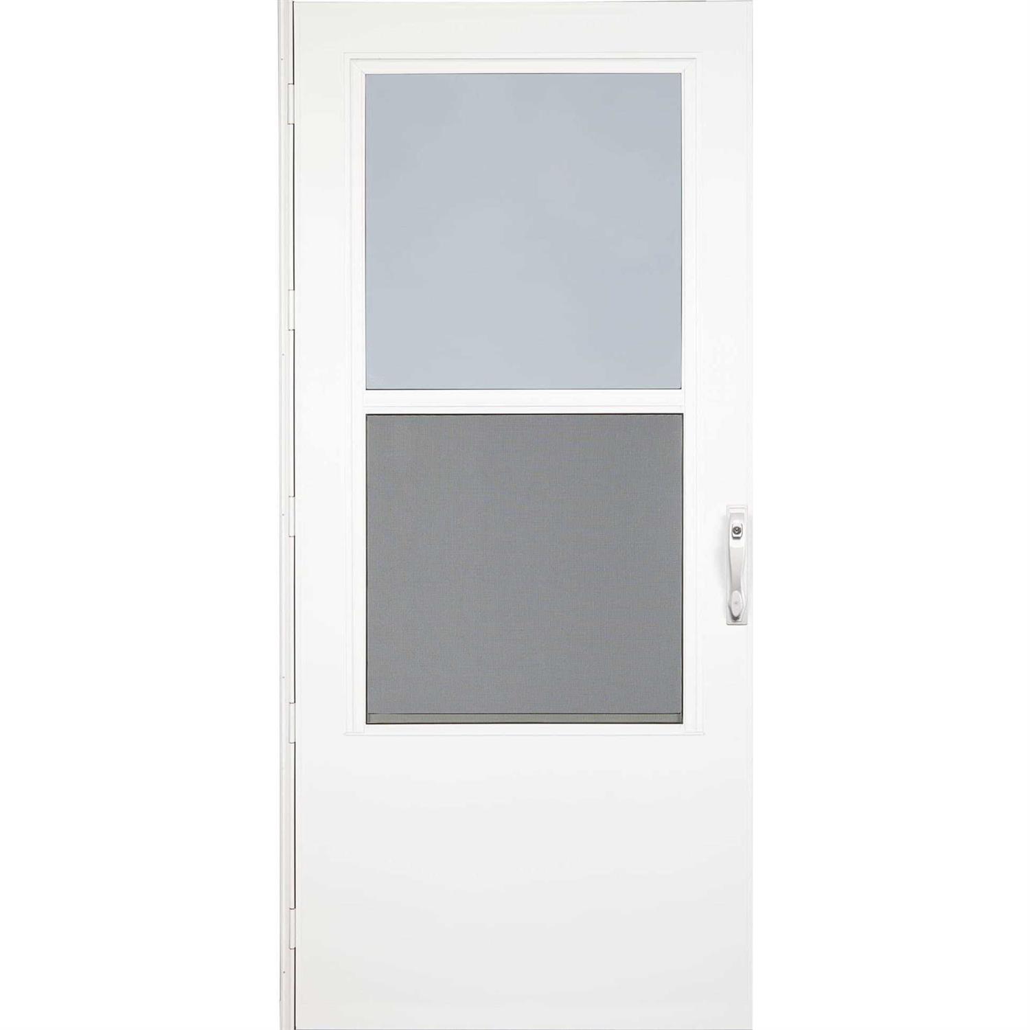 LARSON 36-in x 81-in White Mid-view Wood Core Storm Door - Zenithce