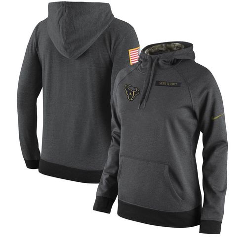 Women's Houston Texans Nike Anthracite Salute To Service Player Performance Hoodie - Zenithce