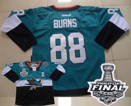 Sharks #88 Brent Burns Teal Black 2015 Stadium Series 2016 Stanley Cup Final Patch Stitched Jersey - Zenithce