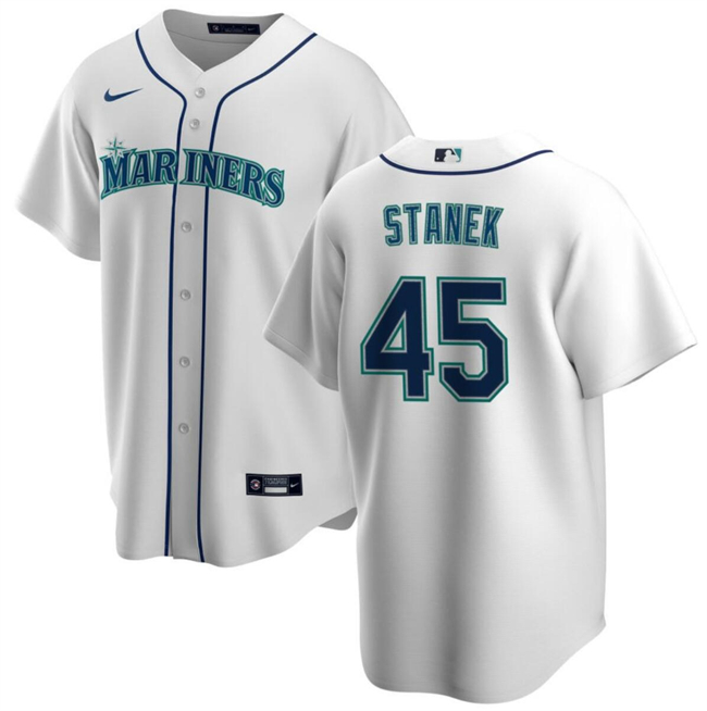 Seattle Mariners #45 Ryne Stanek White Cool Base Stitched Jersey - Zenithce