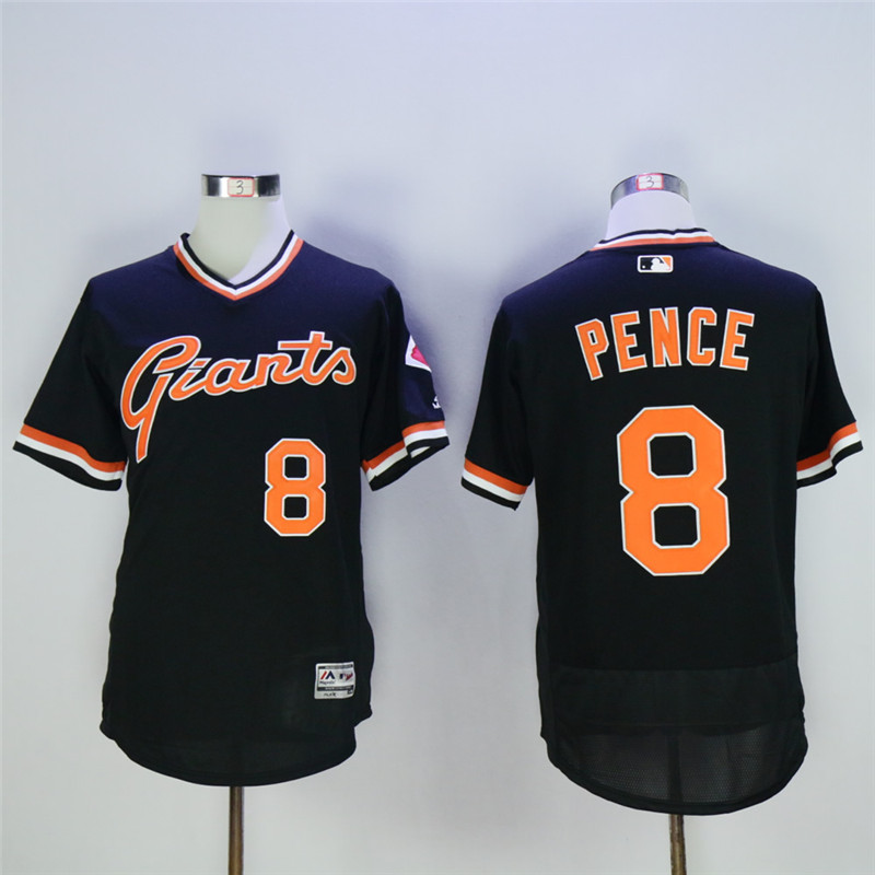 San Franciscoc Giants #8 Hunter Pence Black Throwback Flexbase Stitched Jersey - Zenithce