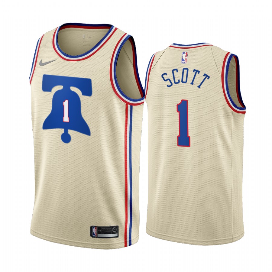 Philadelphia 76ers #1 Mike Scott Cream Swingman 2020-21 Earned Edition Jersey - Zenithce