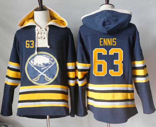 Sabres #63 Tyler Ennis Navy Blue Sawyer Hooded Sweatshirt Stitched Jersey - Zenithce