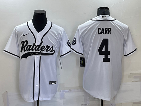Las Vegas Raiders #4 Derek Carr White Cool Base Stitched Baseball Jersey - Zenithce
