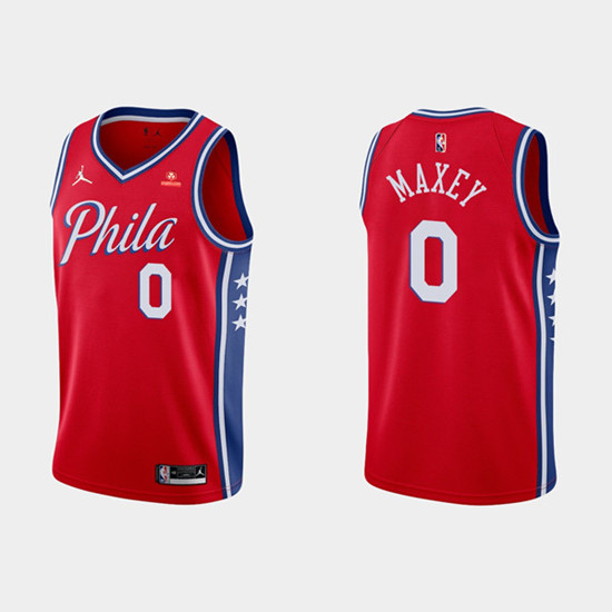 Philadelphia 76ers #0 Tyrese Maxey Red Statement Edition Stitched Jersey - Zenithce