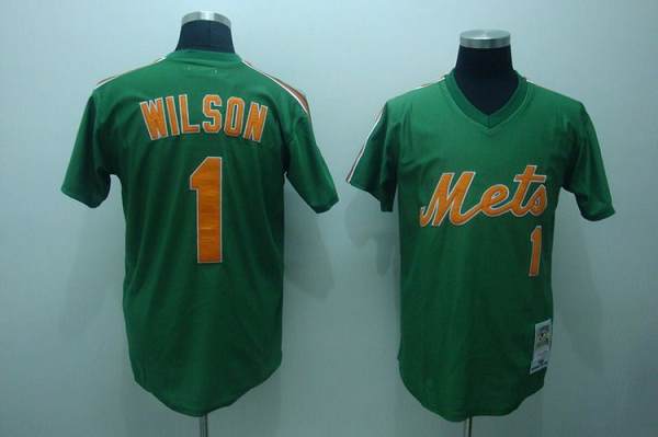 Mitchell And Ness Mets #1 Mookie Wilson Stitched Green Throwback Jersey - Zenithce