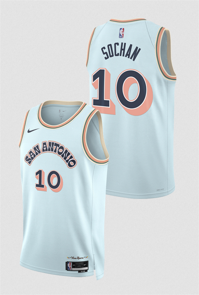 San Antonio Spurs #10 Jeremy Sochan Light Blue 2024-25 City Edition Stitched Jersey - Zenithce