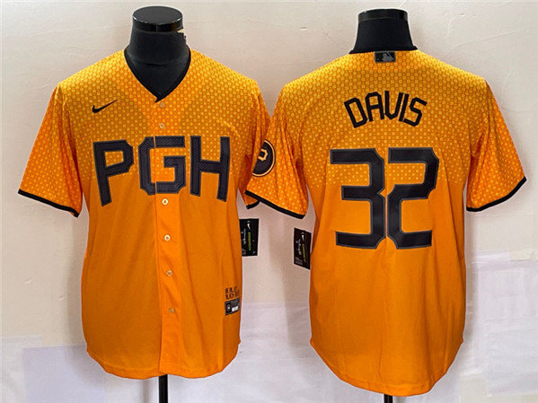 Pittsburgh Pirates #32 Henry Davis Gold 2023 City Connect Stitched Jersey - Zenithce
