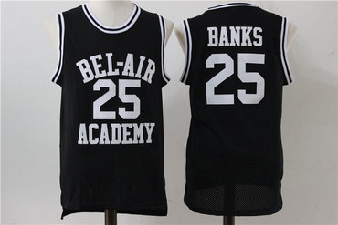Bel-Air Academy 25 Banks Black Stitched Jersey - Zenithce