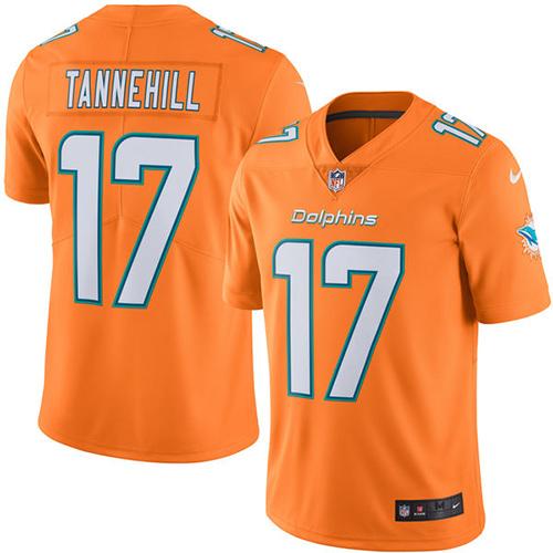 Dolphins #17 Ryan Tannehill Orange Stitched Limited Rush Nike Jersey - Zenithce