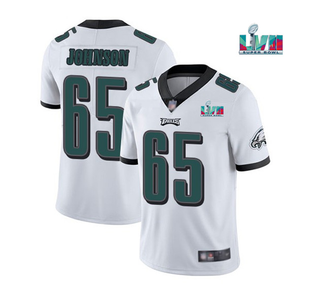 Philadelphia Eagles #65 Lane Johnson White Super Bowl LVII Patch Vapor Untouchable Limited Stitched Jersey - Zenithce