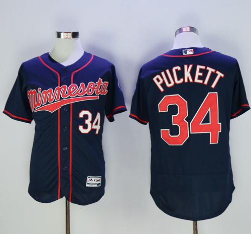Twins #34 Kirby Puckett Navy Blue Flexbase Authentic Collection Stitched Jersey - Zenithce