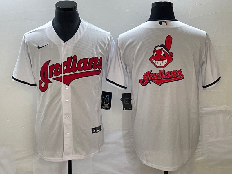Cleveland Guardians White Team Big Logo Cool Base Stitched Jersey - Zenithce