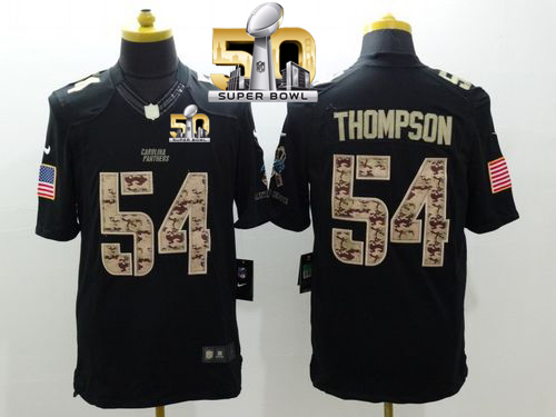 Panthers #54 Shaq Thompson Black Super Bowl 50 Stitched Limited Salute To Service Nike Jersey - Zenithce