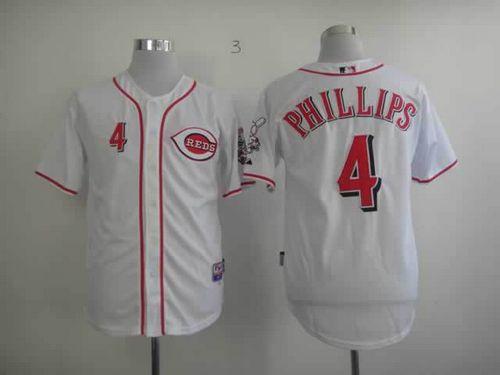 Reds #4 Brandon Phillips Stitched White Jersey - Zenithce