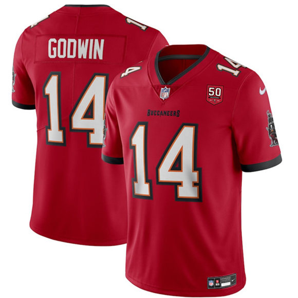 Tampa Bay Buccaneers #14 Chris Godwin Red 2025 50th Season patch Vapor Untouchable Limited Football Stitched Jersey - Zenithce
