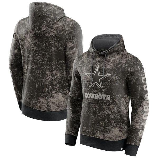 Dallas Cowboys Black Gray Blackout Tonal Pullover Hoodie - Zenithce