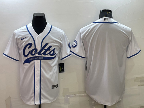 Indianapolis Colts Blank White Cool Base Stitched Baseball Jersey - Zenithce