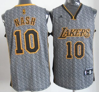 Los Angeles Lakers #10 Steve Nash Gray Static Fashion Jersey - Zenithce