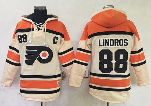 Flyers #88 Eric Lindros Cream Sawyer Hooded Sweatshirt Stitched Jersey - Zenithce