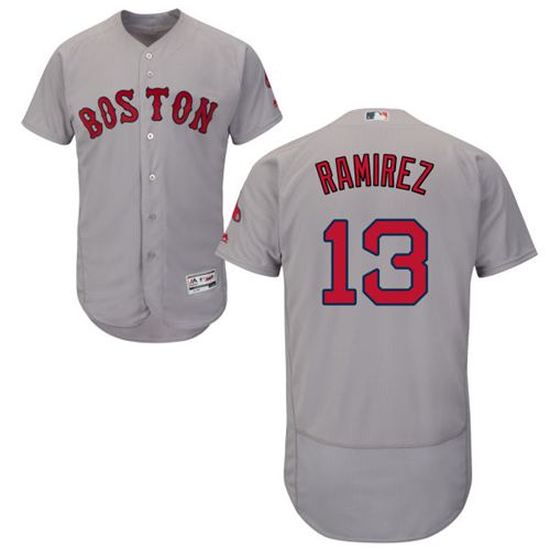 Red Sox #13 Hanley Ramirez Grey Flexbase Authentic Collection Stitched Jersey - Zenithce