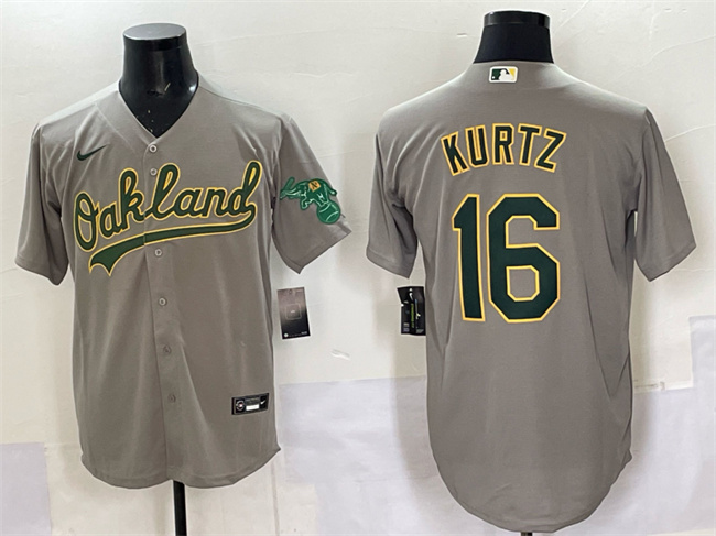 Oakland Athletics #16 Nick Kurtz Grey Cool Base Stitched Jersey - Zenithce