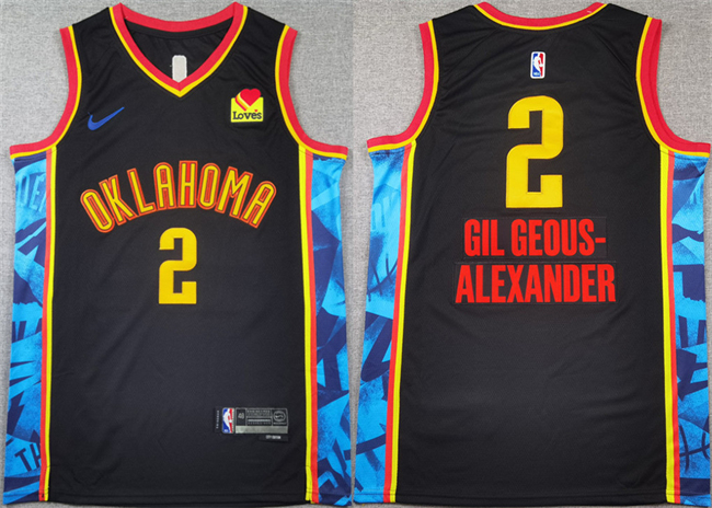 Oklahoma City Thunder #2 Shai Gilgeous-Alexander Black 2024-25 City Edition Stitched Jersey - Zenithce