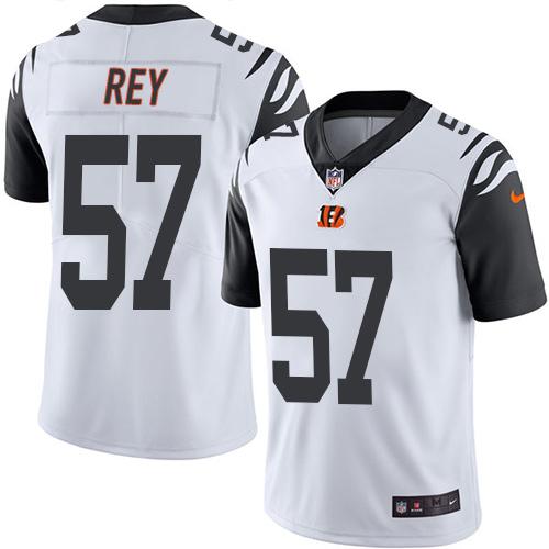 Bengals #57 Vincent Rey White Stitched Limited Rush Nike Jersey - Zenithce