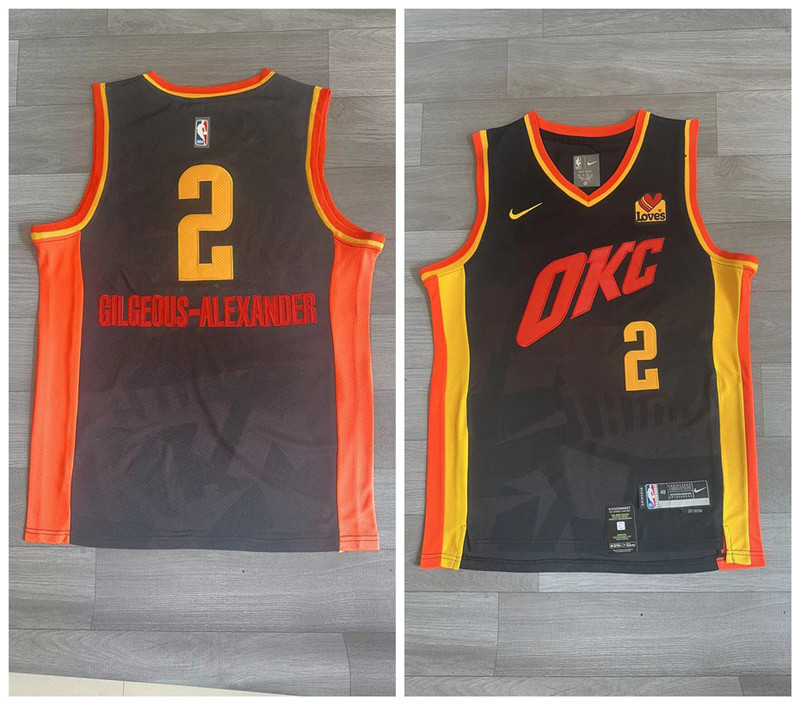 Thunder 2 Shai Gilgeous Alexander Black 2023-24 City Edition Swingman Jersey - Zenithce
