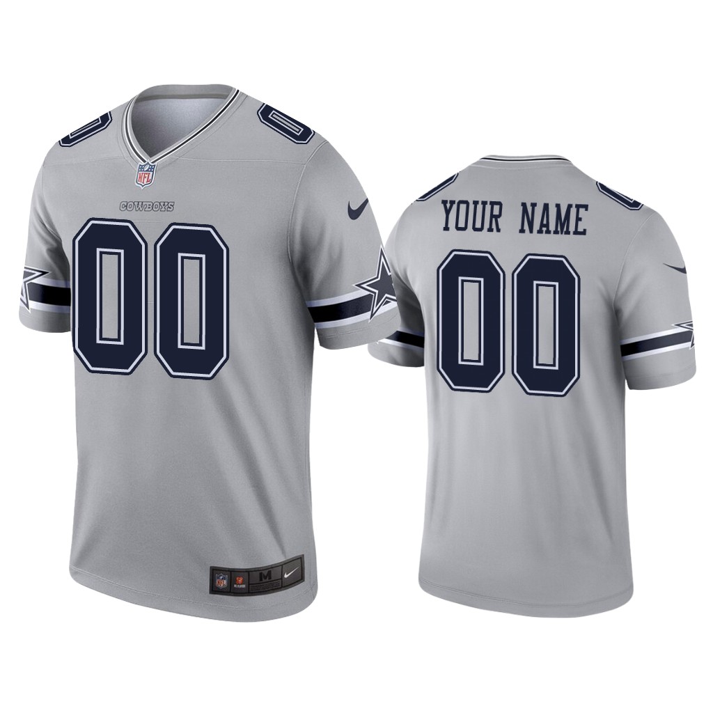 Dallas Cowboys Customized Grey Inverted Legend Limited Stitched NFL Jersey - Zenithce