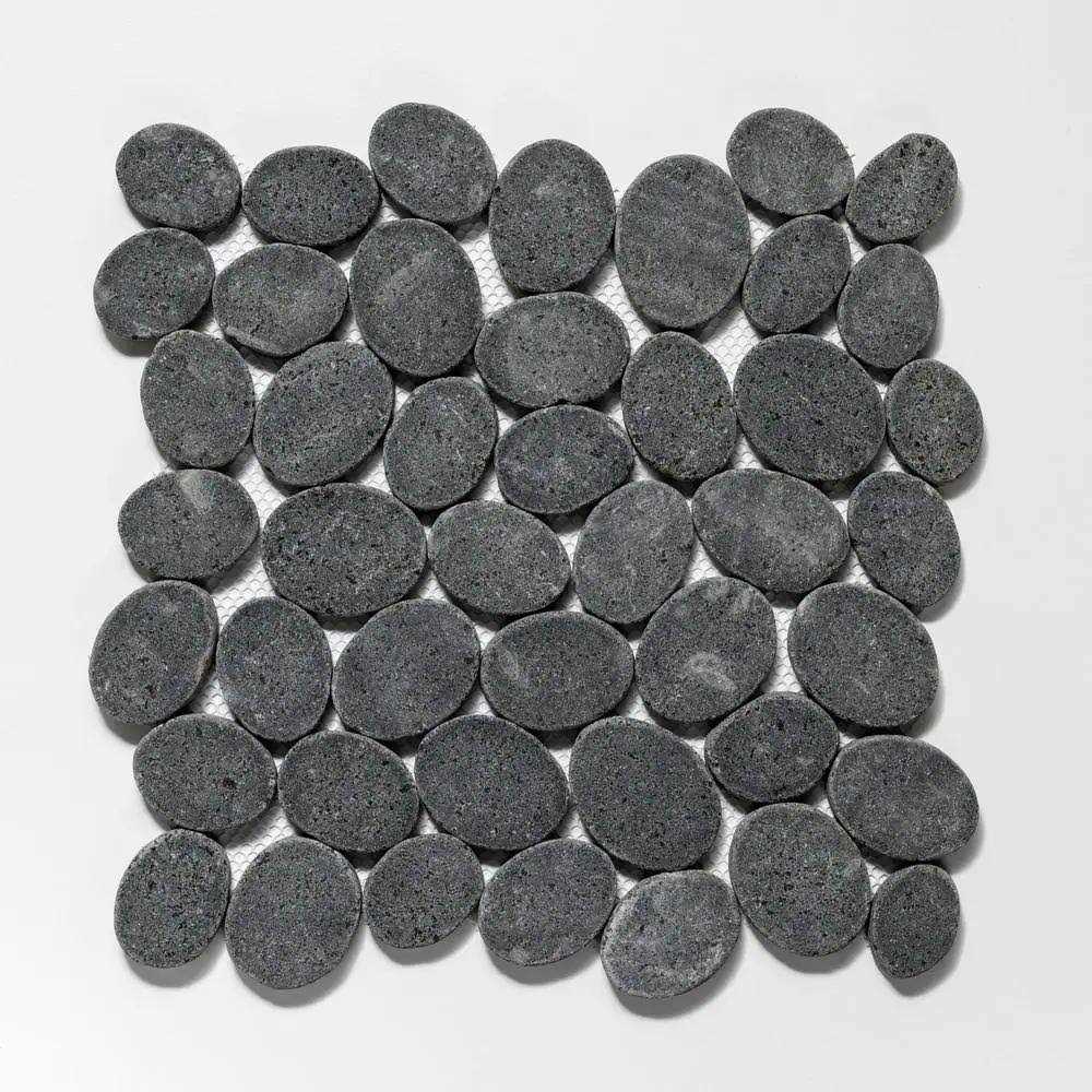 Tile Connection Pebble Marble Tile 11-1/4 in x 11-1/4 in x 9.5mm Mesh-Mounted Mosaic Tile - Zenithce