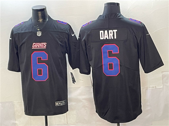 New York Giants #6 Jaxson Dart Black Fashion Vapor Untouchable Limited Stitched Jersey - Zenithce
