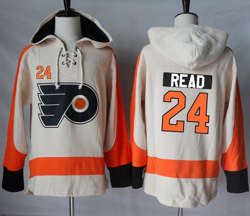 Flyers #24 Matt Read Cream Sawyer Hooded Sweatshirt Stitched Jersey - Zenithce