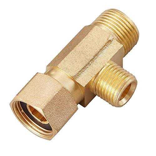 Litorange Lead-Free 2 PCS Brass Angle Stop Add-A-Tee Valve 3/8 Compression Inlet by 3/8 Compression Outlet by 3/8 Inch Easy Connect Tee - Zenithce