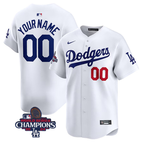 Los Angeles Dodgers Custom White 2024 World Series Champions Home Limited Stitched Jersey - Zenithce