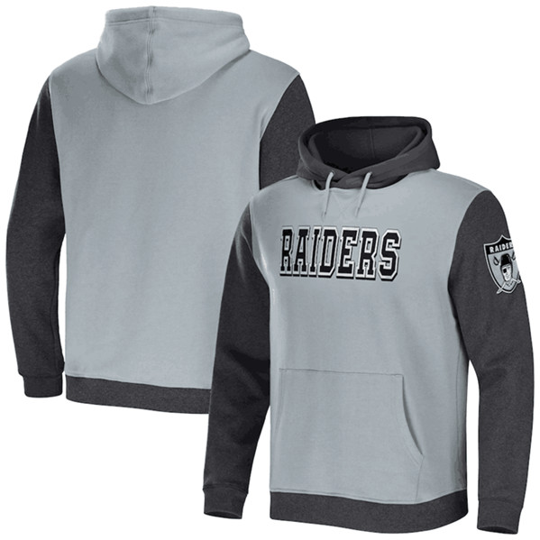 Las Vegas Raiders X Darius Rucker Collection Gray Charcoal Colorblock Pullover Hoodie - Zenithce