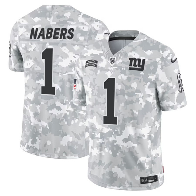 New York Giants #1 Malik Nabers 2024 F.U.S.E Arctic Camo Salute To Service Limited Stitched Jersey - Zenithce