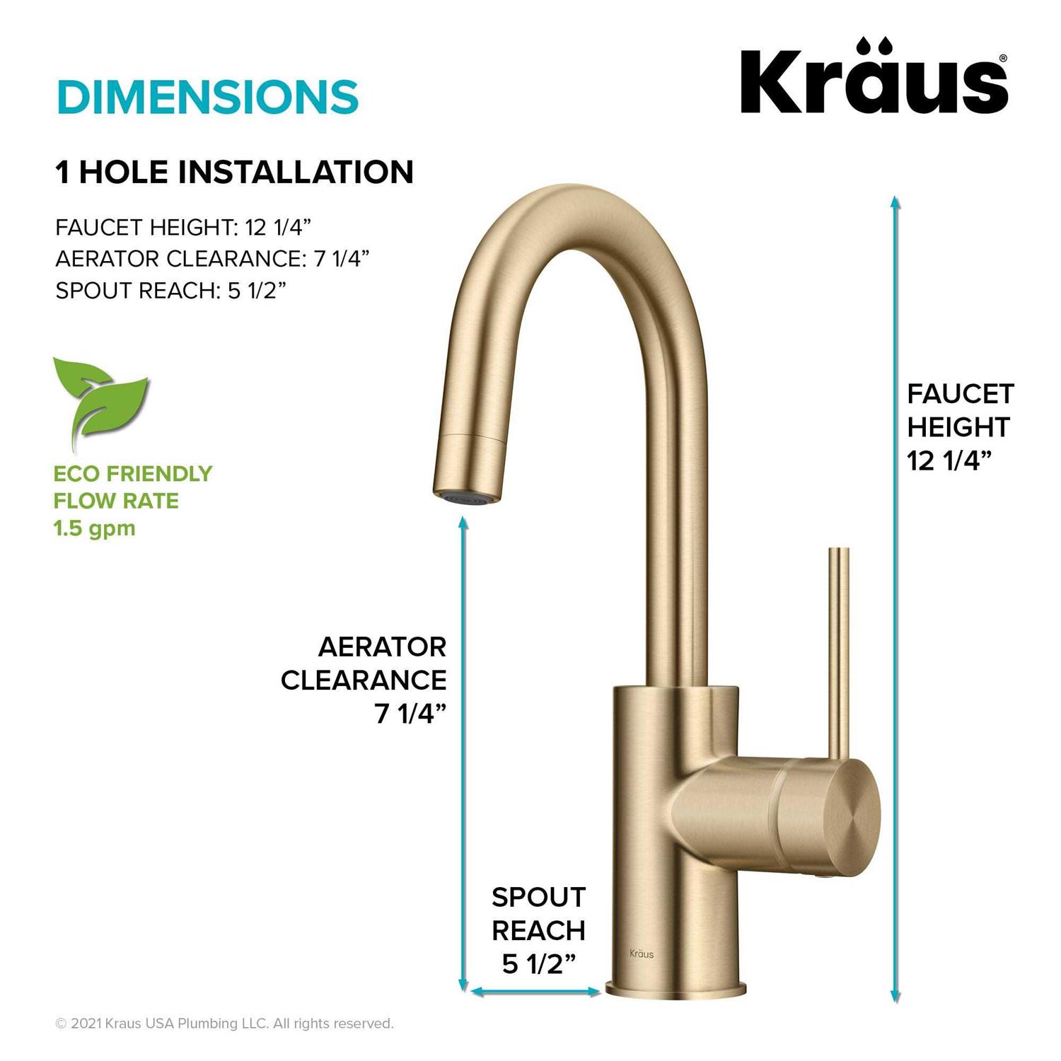 Kraus Oletto Single Handle Kitchen Bar Faucet with QuickDock Top Mount Installation Assembly KPF-2600 - Zenithce