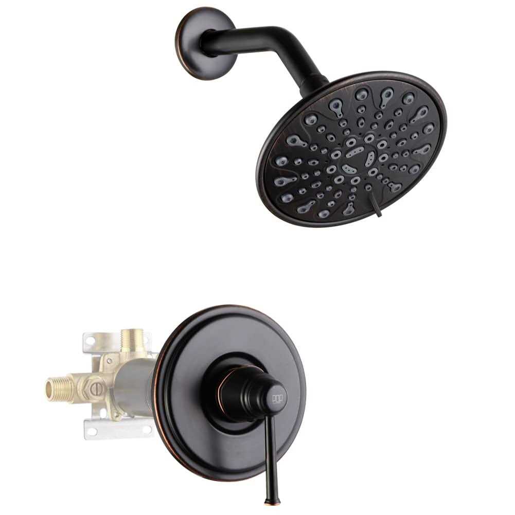 POP Sanitaryware Matte Black Shower Faucet Set Bathroom Rain Mixer Shower System with 6-Spray Shower Head Set - Zenithce