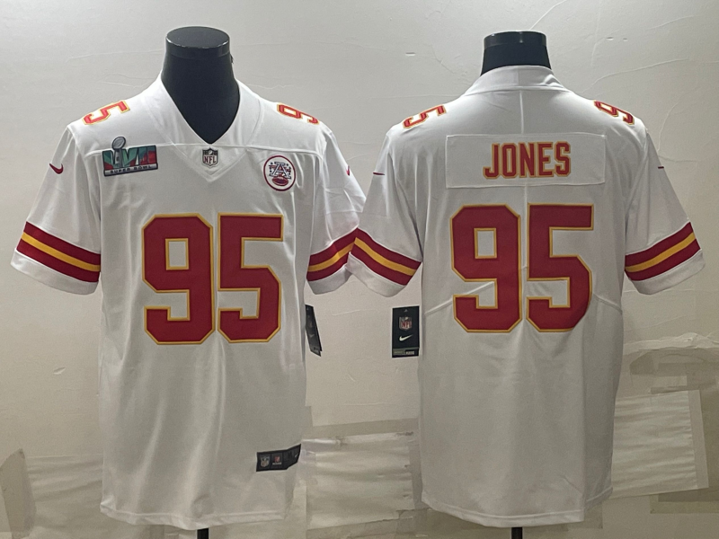 Kansas City Chiefs #95 Chris Jones White Super Bowl LVII Patch Vapor Untouchable Limited Stitched Jersey - Zenithce