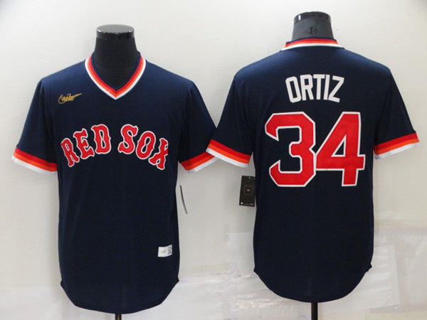 Boston Red Sox #34 David Ortiz Navy Stitched Baseball Jersey - Zenithce