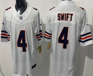 Chicago Bears #4 D'Andre Swift Limited White FUSE Vapor Jersey - Zenithce