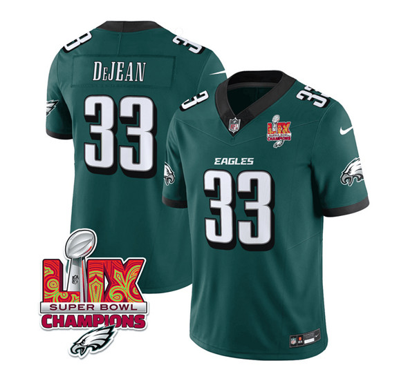 Philadelphia Eagles #33 Cooper DeJean Green 2025 Eagles Logo Super Bowl LIX Patch New F.U.S.E. Vapor Untouchable Limited Stitched Jersey - Zenithce