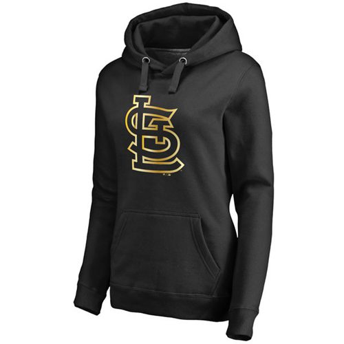Women's St.Louis Cardinals Gold Collection Pullover Hoodie Black - Zenithce