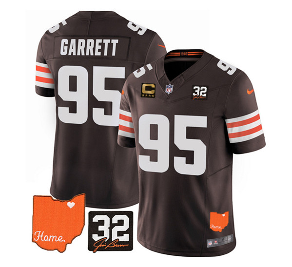 Cleveland Browns #95 Myles Garrett Brown 2023 F.U.S.E. With Jim Brown Memorial Patch And 4-Star C Patch Vapor Untouchable Limited Stitched Jersey - Zenithce